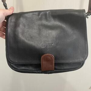 Vintage Bree Black Leather Crossbody Bag Purse Boho Messenger Y2K